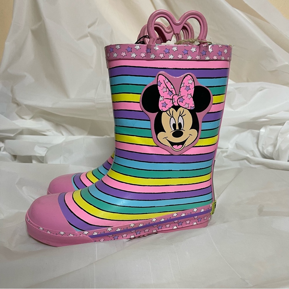Western Chief Girls Rainbow Faux Fur Lined Rain Boots Size 13/1